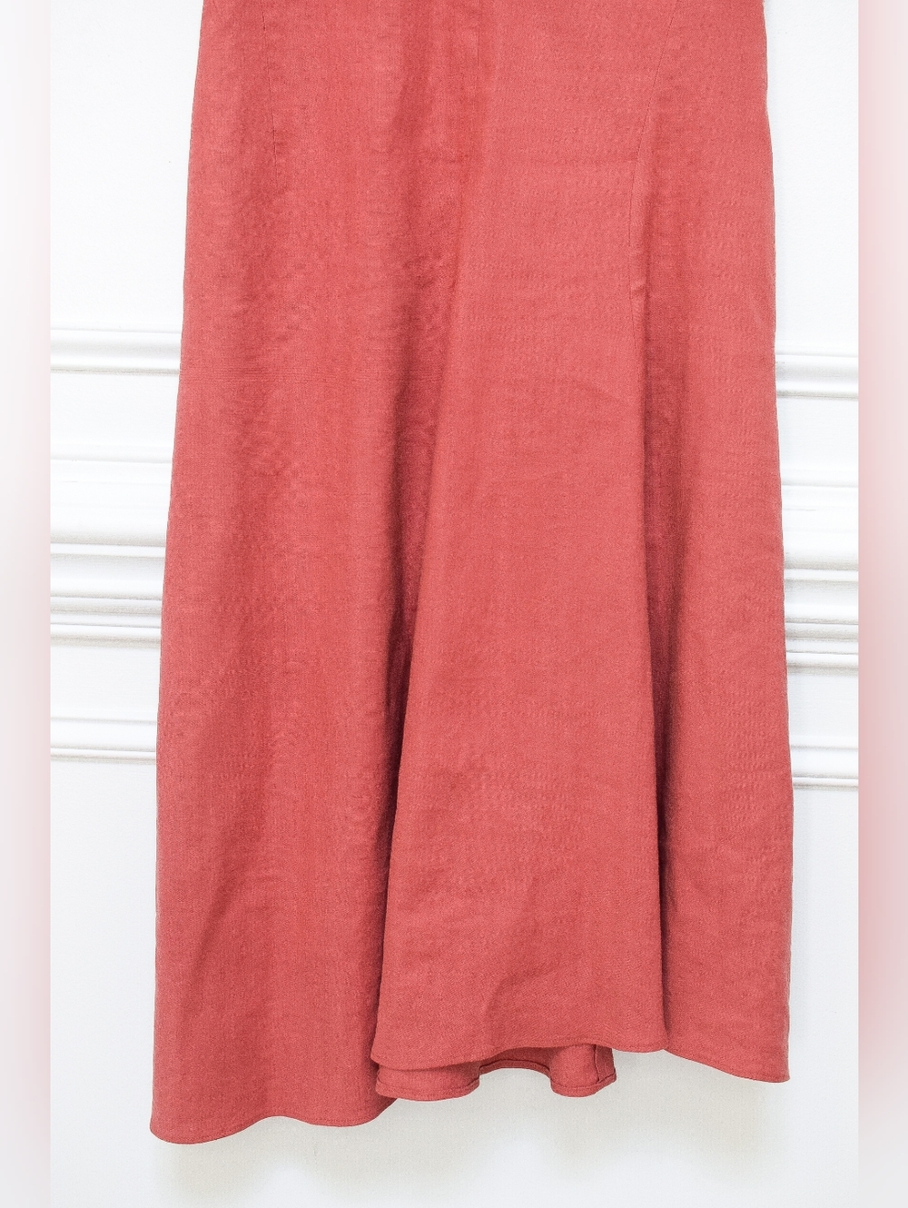 Theory Tadayon Linen Asymmetrical Midi Dress Terracotta Orange A-Line Size 4 - Picture 5 of 10